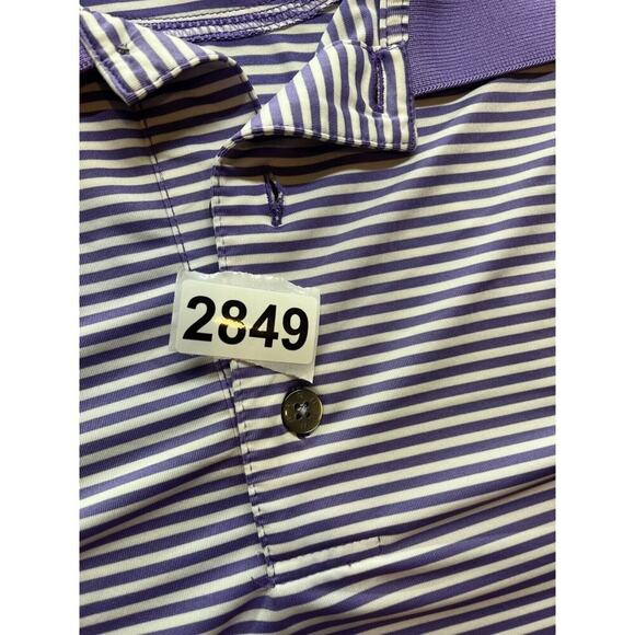 Footjoy FJ Purple Striped Golf Performance Short Sleeve Polo Shirt Mens XL - Picture 4 of 4